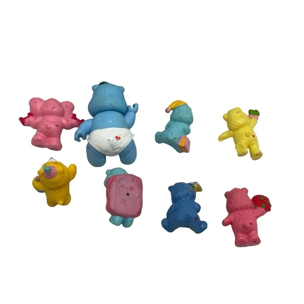 VINTAGE GROUP OF 8 CARE BEAR PVC FIGURES MADE IN 1984 Made In Hong Kong RARE